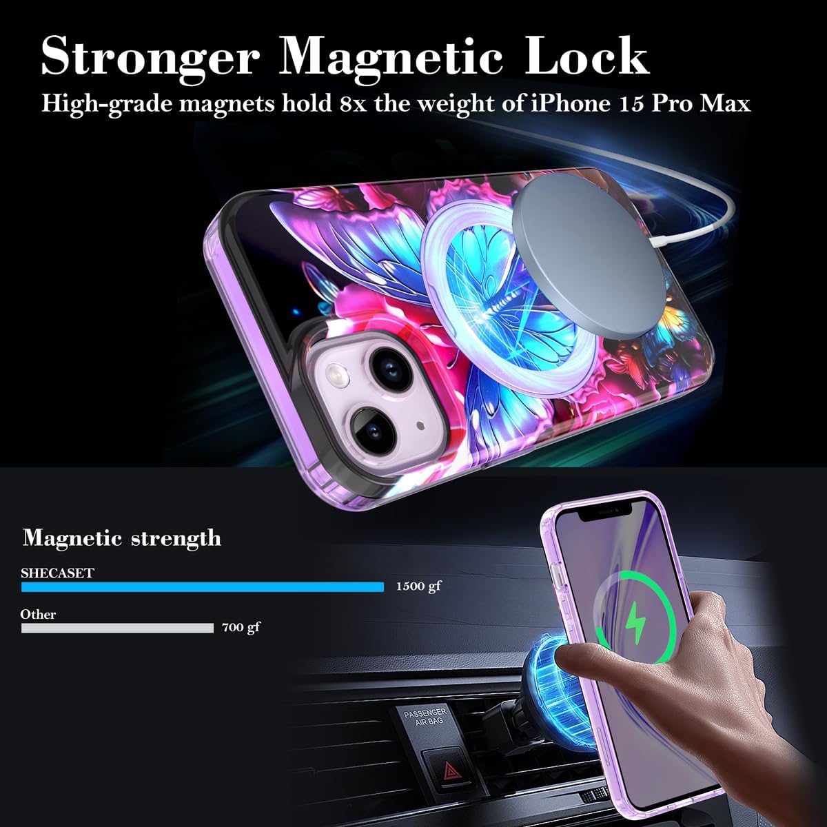 for iPhone 13 & iPhone 14 Case, [Compatible with MagSafe] [Magnetic Invisible Ring Stand], Shockproof Protective Slim Fit for Women Girl for iPhone 13/14 Case, Rose Gold Marble - Image 8