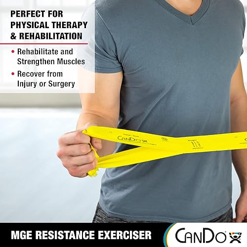Miniatura 4 de CanDo Banda de resistencia multiagarre de 6 pies con trabillas para manospies para entrenamientos totales del cuerpo, entrenamiento, rehabilitación,