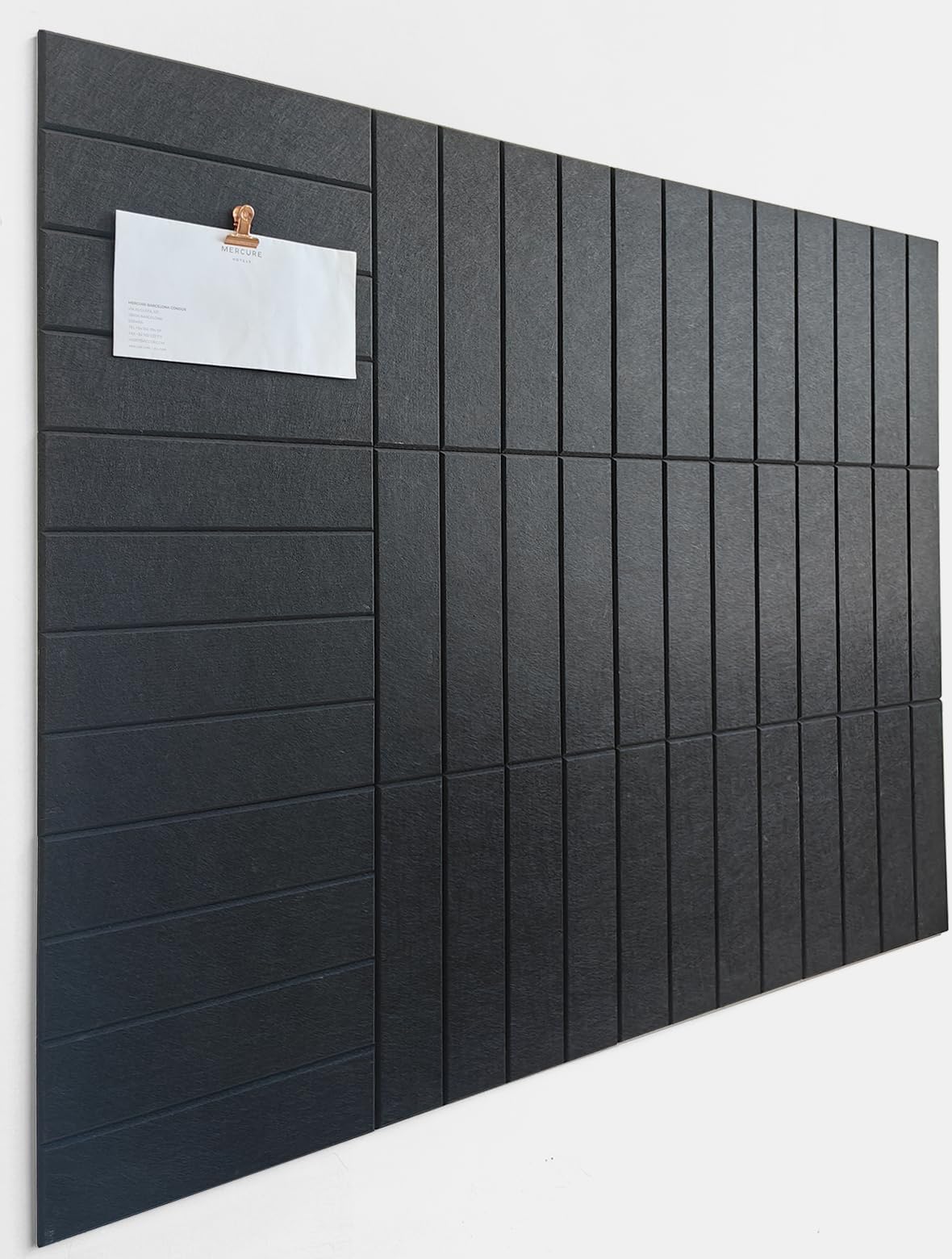 DECORETTA Felt Bulletin Board Tiles | Modern Cork Board Alternative | Large Cork Boards for Walls | Aesthetic Felt Wall Panels for Office & Home Decor | Pinboard & Photo Board (12-Pack) | Black
