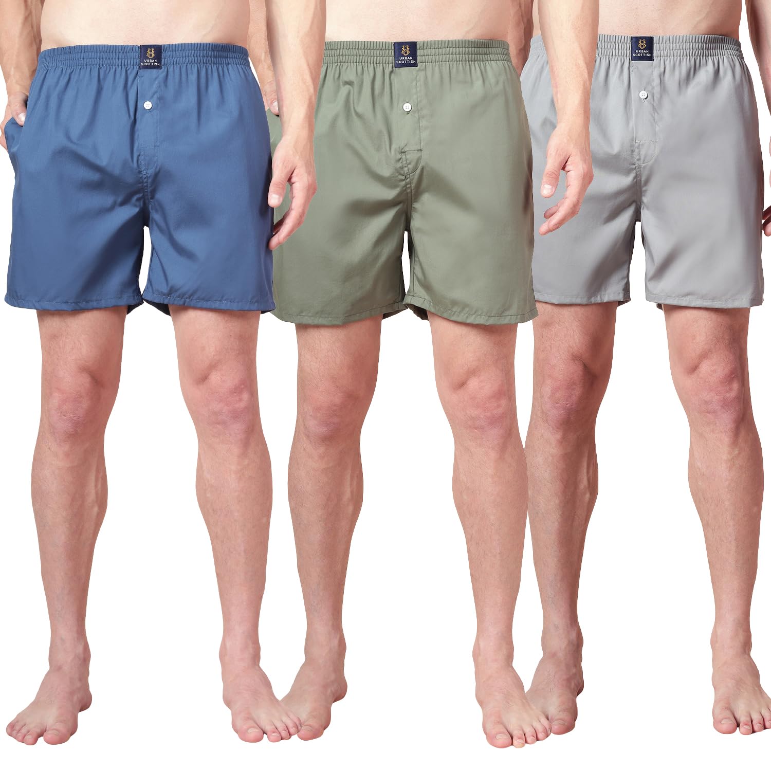urban scottish Men’s 100% Cotton Solid Boxers Shorts with Side Pockets (Pack of 3)-picture-22