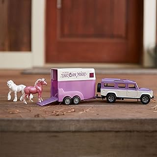Breyer Horses Stablemates | Unicorn Magic Land Rover & Tag-A-Long Trailer| Horse Figurines | Model #B-SM-10250