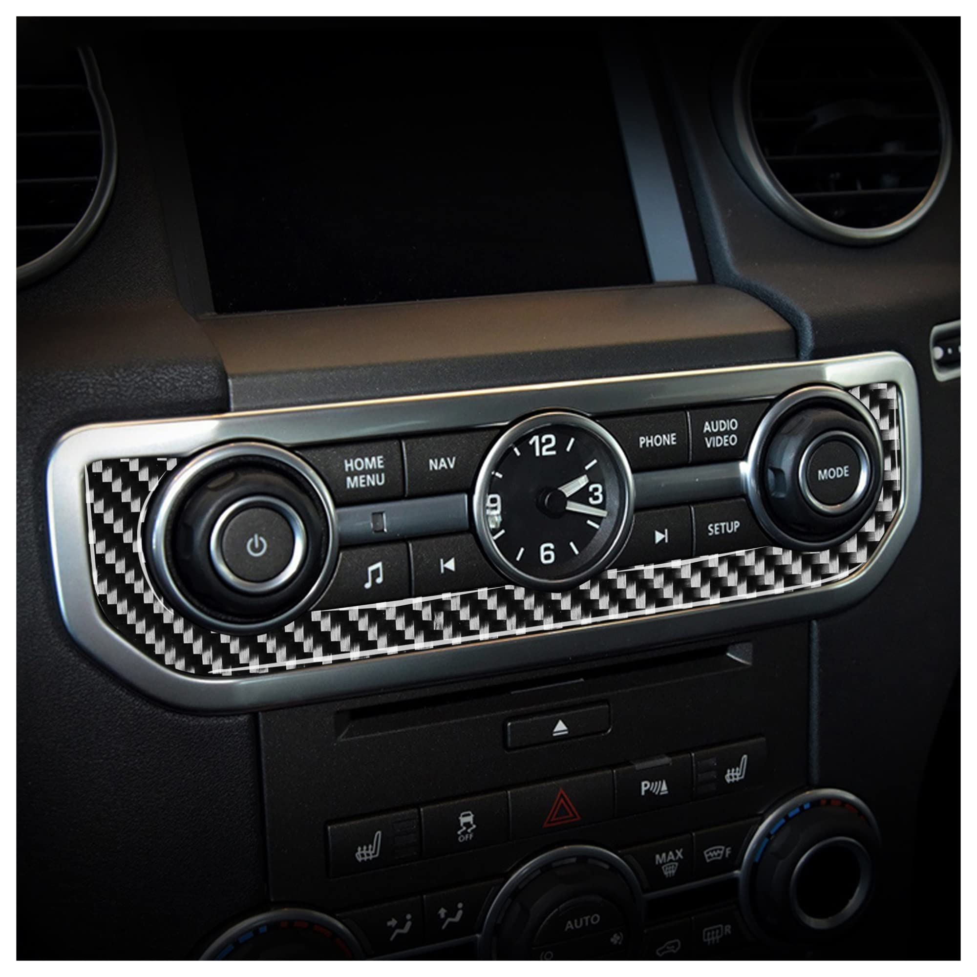 Czarne włókno węglowe wnętrze samochodu wykończenie zegara naklejka naklejka pasuje do Land Rover Discovery 4 2010-2016 Auto akcesoria do wykończenia zestawy naklejek ochronnych
