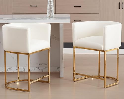 Miniatura 9 de VESCASA Taburete de bar de 24 pulgadas de alto con respaldo de barril y brazos, cojín de asiento tapizado de 4.5 pulgadas de alto, silla moderna de