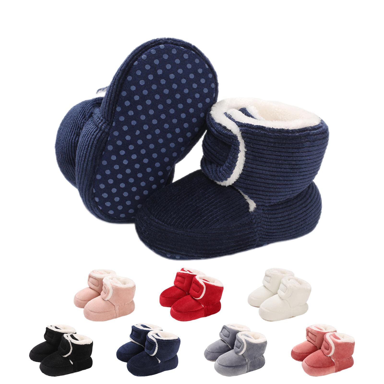 Baby Winter Warm Fleece Bootie, Newborn Non-Slip Soft Sole Winter Shoes Sock Shoes Cute Adjustable Crawling Shoes Prewalker Boots for Girls Boys Toddler 0-18 Months — view 7