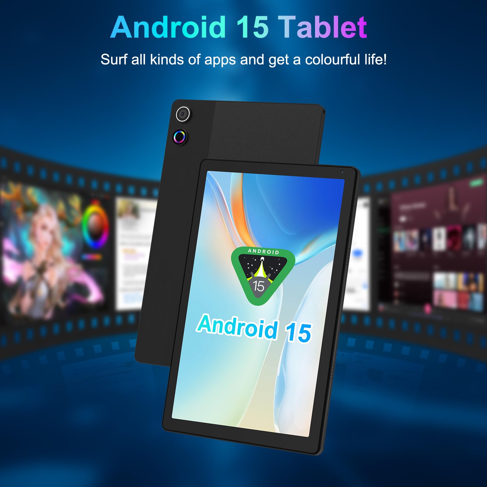 Laptop Android Tablet 10 Pollici Tablet Economici, 16 GB+128 GB Espansione TF da 1 TB, 8 core/5000 mAh, 5+8 MP/1280 * 800P, WiFi 6/Widevine L1/BT5.4, Compatibilità con USB-C/OTG
