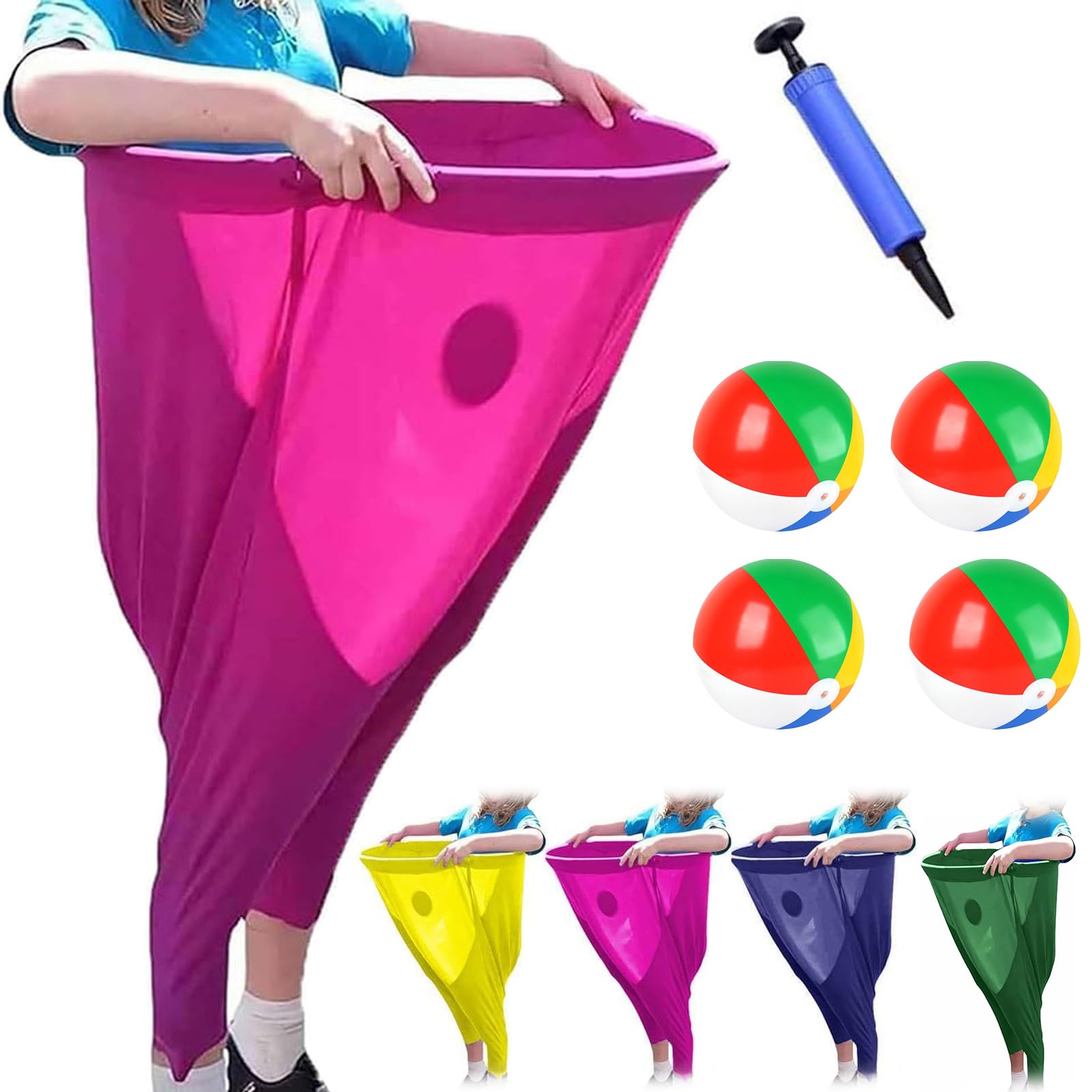 Pantalon de jeu de grand-mère portable, pantalon de jeu amusant et géant extensible avec 4 balles rebondissantes, pantalon de grand-mère pour fête de famille, soirée de jeux