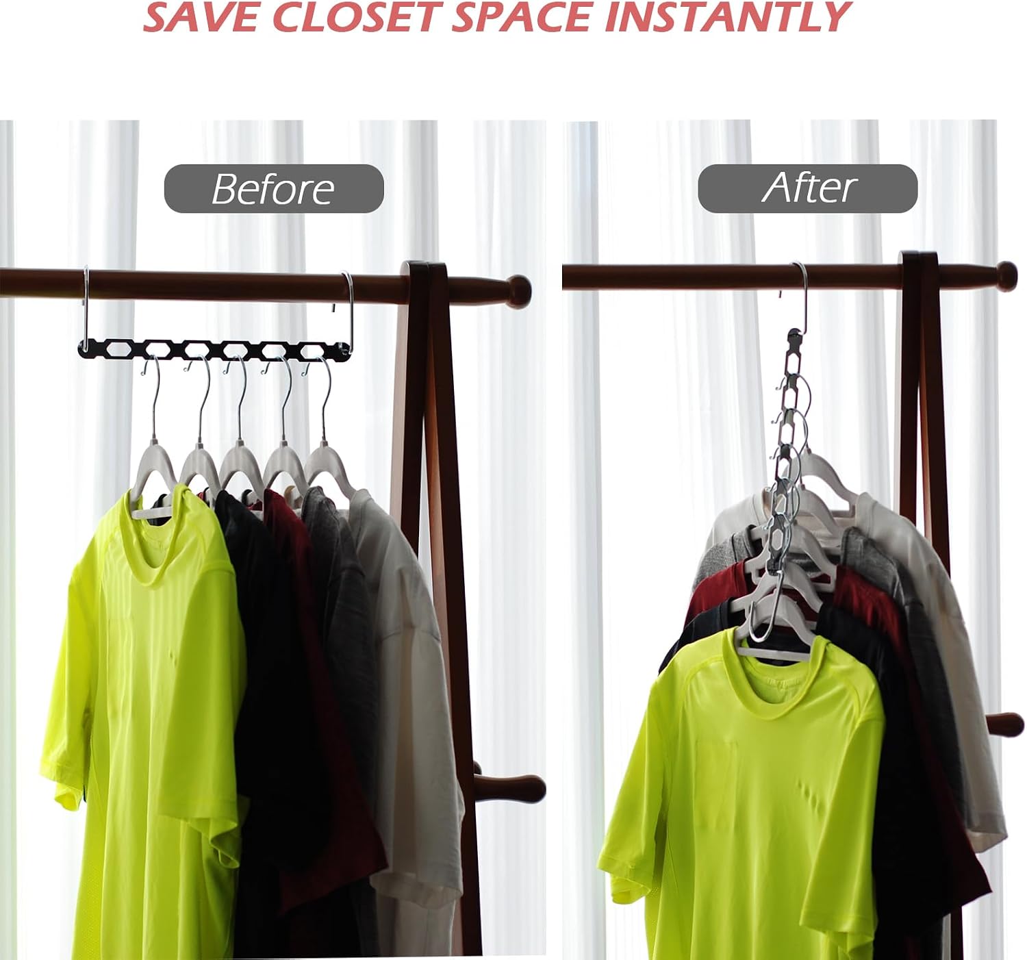 Metal Space Saving Hangers for Clothes, Collapsible Hanger Organizer 10Pack