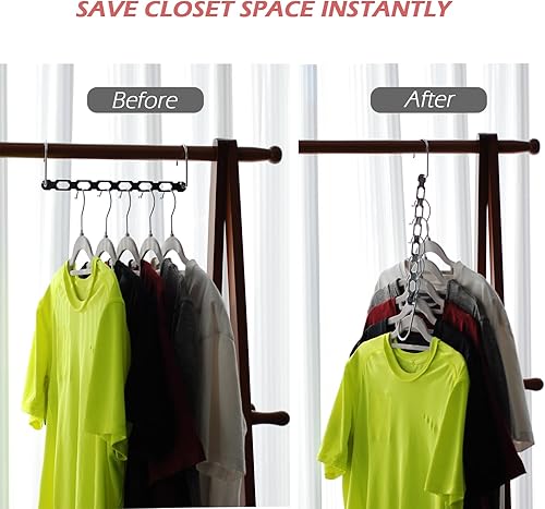 Miniatura 4 de Perchas que ahorran espacio para ropa, paquete de 10 organizadores de perchas que ahorran espacio, organizadores plegables de metal mágico,