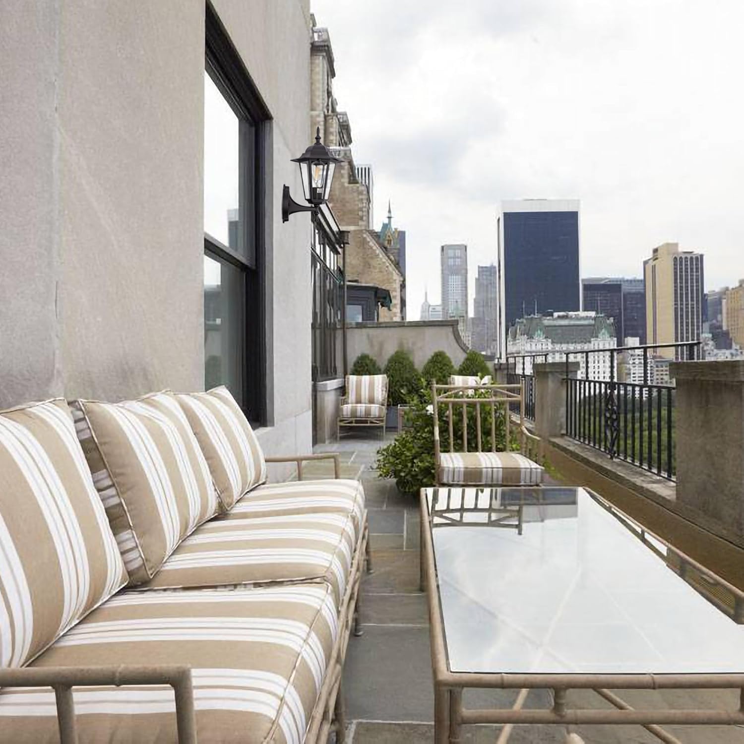 GRUENLICH Outdoor Wall Lantern, Wall Sconce as Porch Lighting Fixture with E26 Medium Base, Aluminum Housing Plus Glass, Water-Proof, Bulb Not Included, Black Finish, 2 Pack