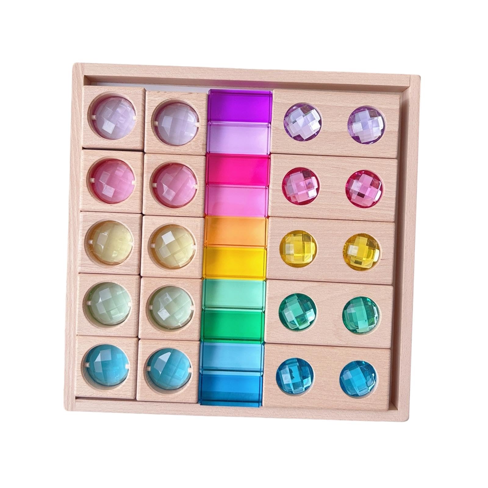 Acryl Holzbausteine ​​für Kinder mit Aufbewahrungstablett Zur Förderung Der Feinmotorik, Der Hand Und Augenmuskulatur.