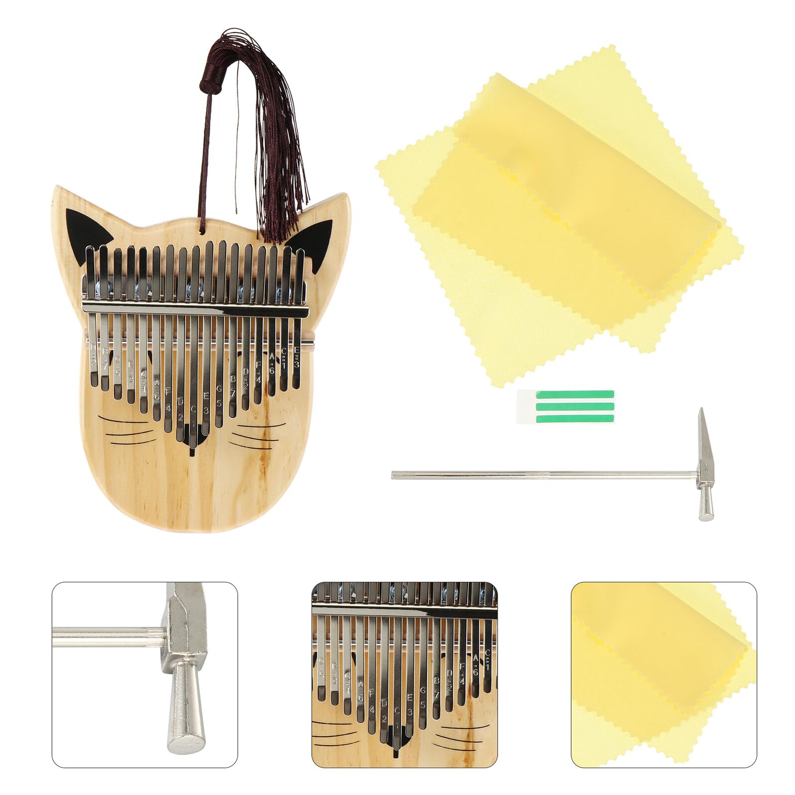 BESPORTBLE Kalimba Daumenklavier Tasten Holz Finger Piano für Anfänger Langlebiges Musikinstrument mit Gebogenen Metalltasten Klarer Klang Sicher und Tragbar für Mädchen Jungen