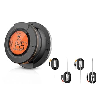 Smart Pro Bluetooth BBQ Meat Thermometer for Grilling-Out Side Wireless Meat Temperature Monitor for Smoker-Waterproof-Supports 4 Probes- Includes 4 Stainless Steel meater Probes