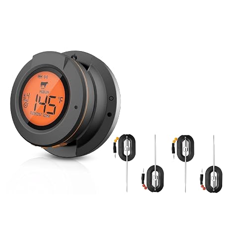 Smart Pro Bluetooth BBQ Meat Thermometer for Grilling-Out Side Wireless Meat Temperature Monitor for Smoker-Waterproof-Supports 4 Probes- Includes 4 Stainless Steel meater Probes