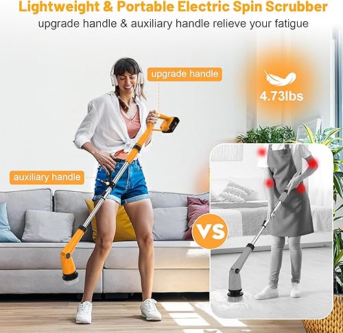 Miniatura 8 de Limpiador eléctrico giratorio de 1500 RPM alimentado por batería, limpiador de ducha eléctrico para bañopisobañerainodoroazulejos, cepillo de