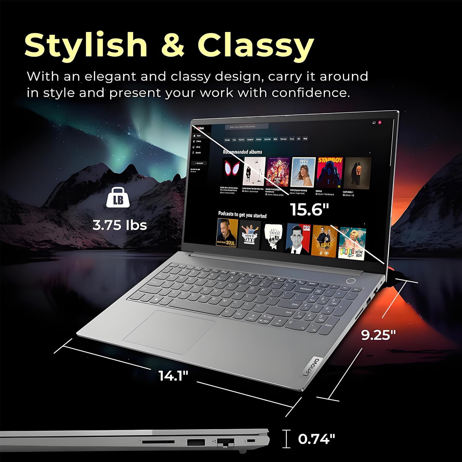 Lenovo ThinkBook Business Laptop, Intel i7-1255U 10-Core Processor, 15.6" FHD Display, 16GB RAM, 1TB SSD, Fingerprint Reader, SD Card Reader, Ethernet Port RJ-45, Windows 11 Pro, WOWPC USB