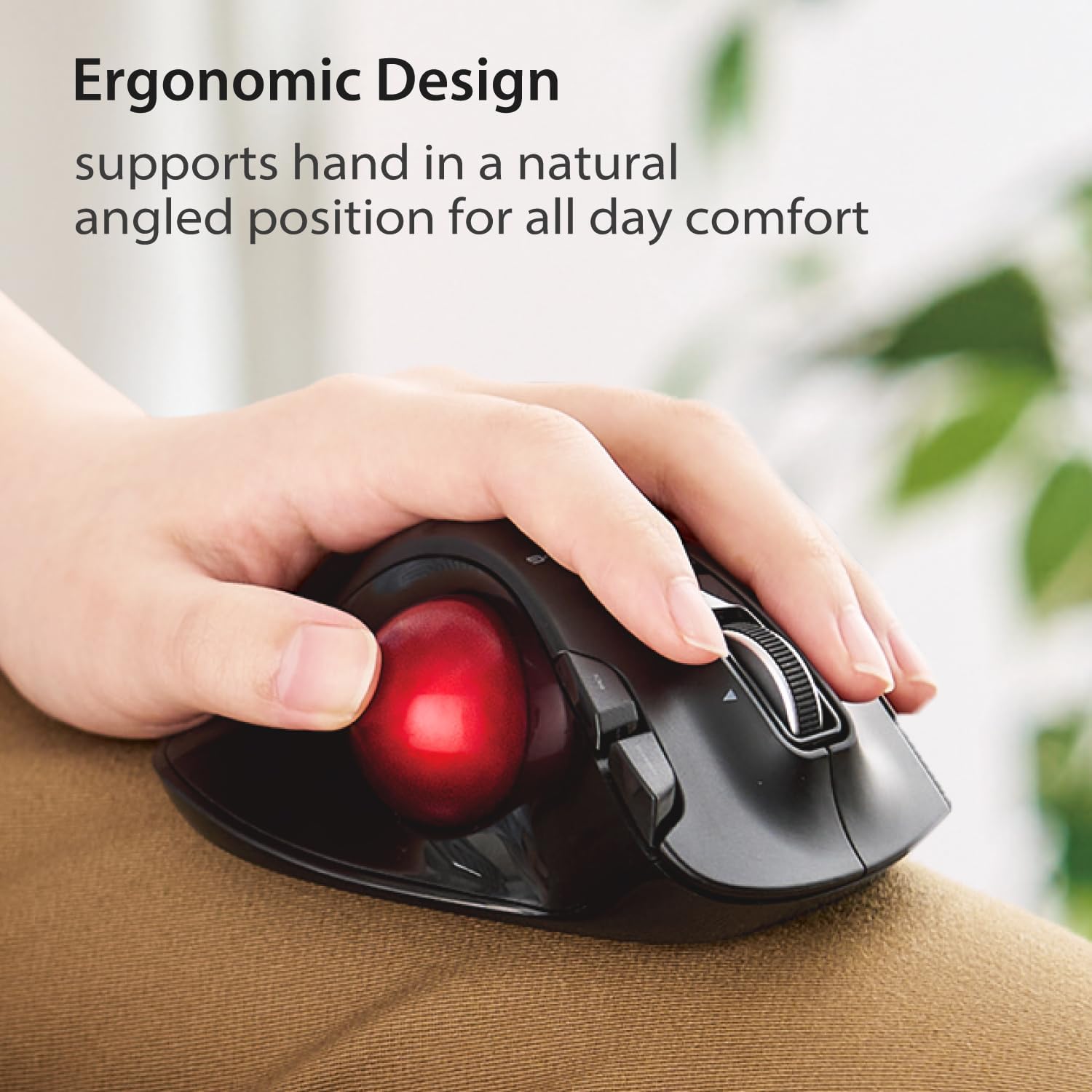 Ergonomic design of ELECOM EX-G Left Handed Trackball Mouse
