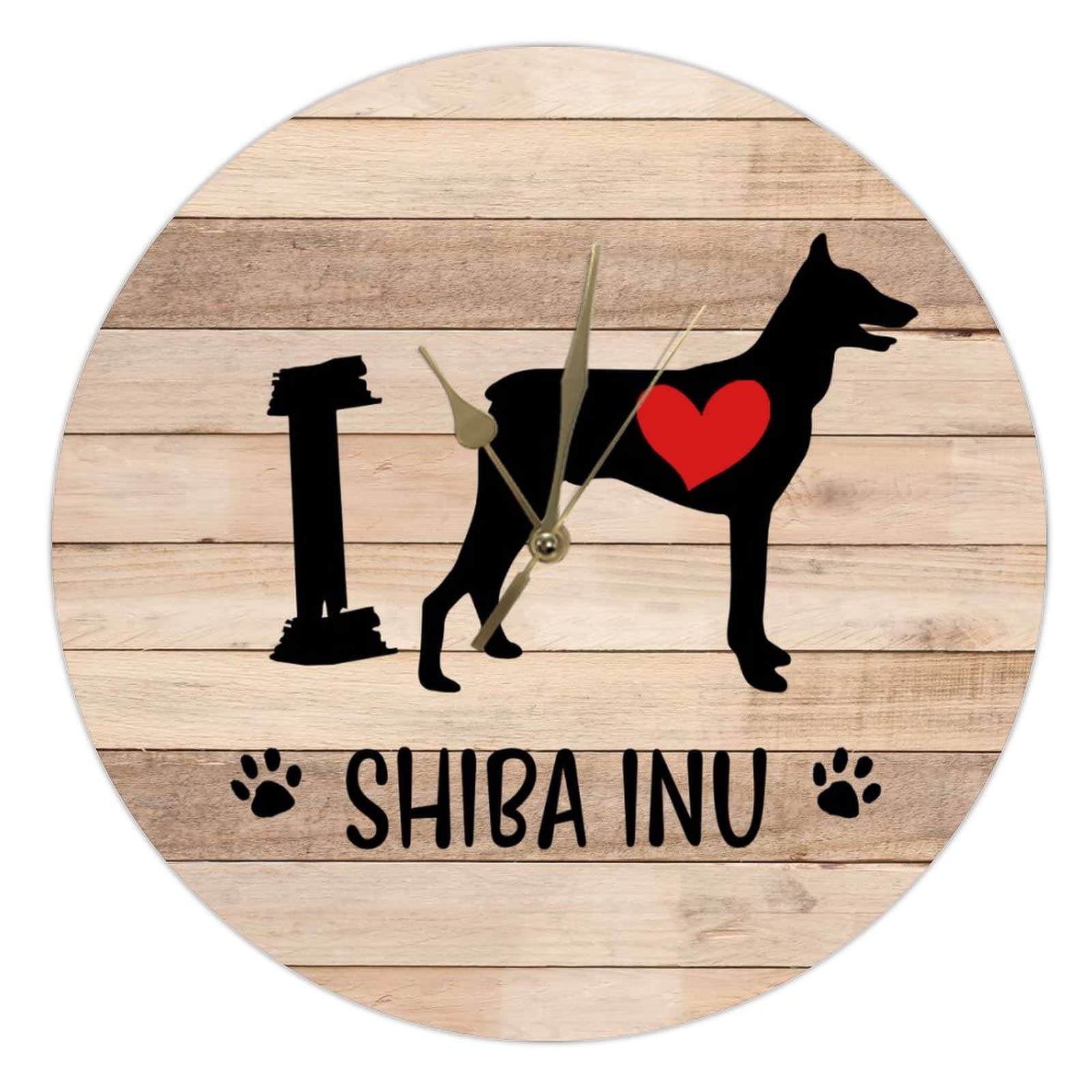 Horloge murale I Love Dog personnalisee pendule bois pour decoration de maison