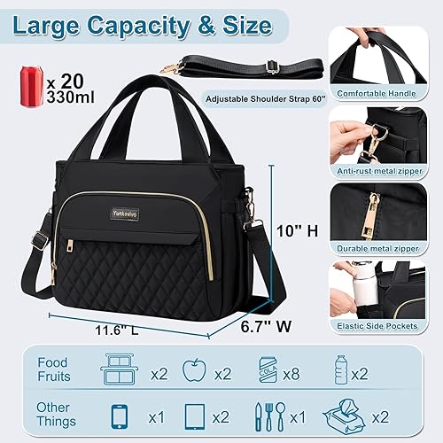 Miniatura 5 de Lonchera para mujer, bolsa de almuerzo aislada para mujeres y hombres, a prueba de fugas, grandes bolsas de almuerzo para mujer, para el trabajo,