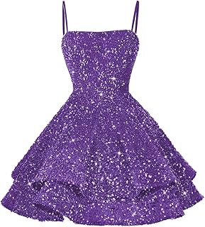 Sequin Short Homecoming Dresses for Teens 2025 Sparkly Spaghetti Straps Sweet 16 Prom Cocktail Dress YO070 - Buy now