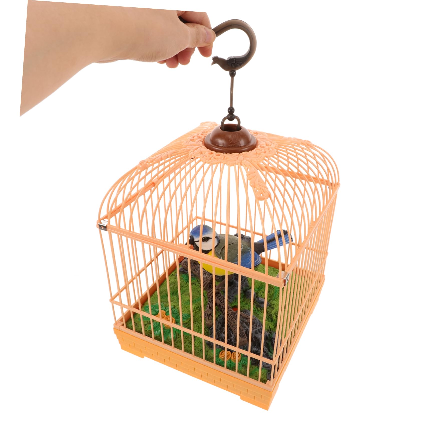 Juguete Electrónico para Pájaros con Sonido Real y Movimiento, Jaula de Plástico Portátil y Diseño Realista para Entretenimiento Interactivo Infantil