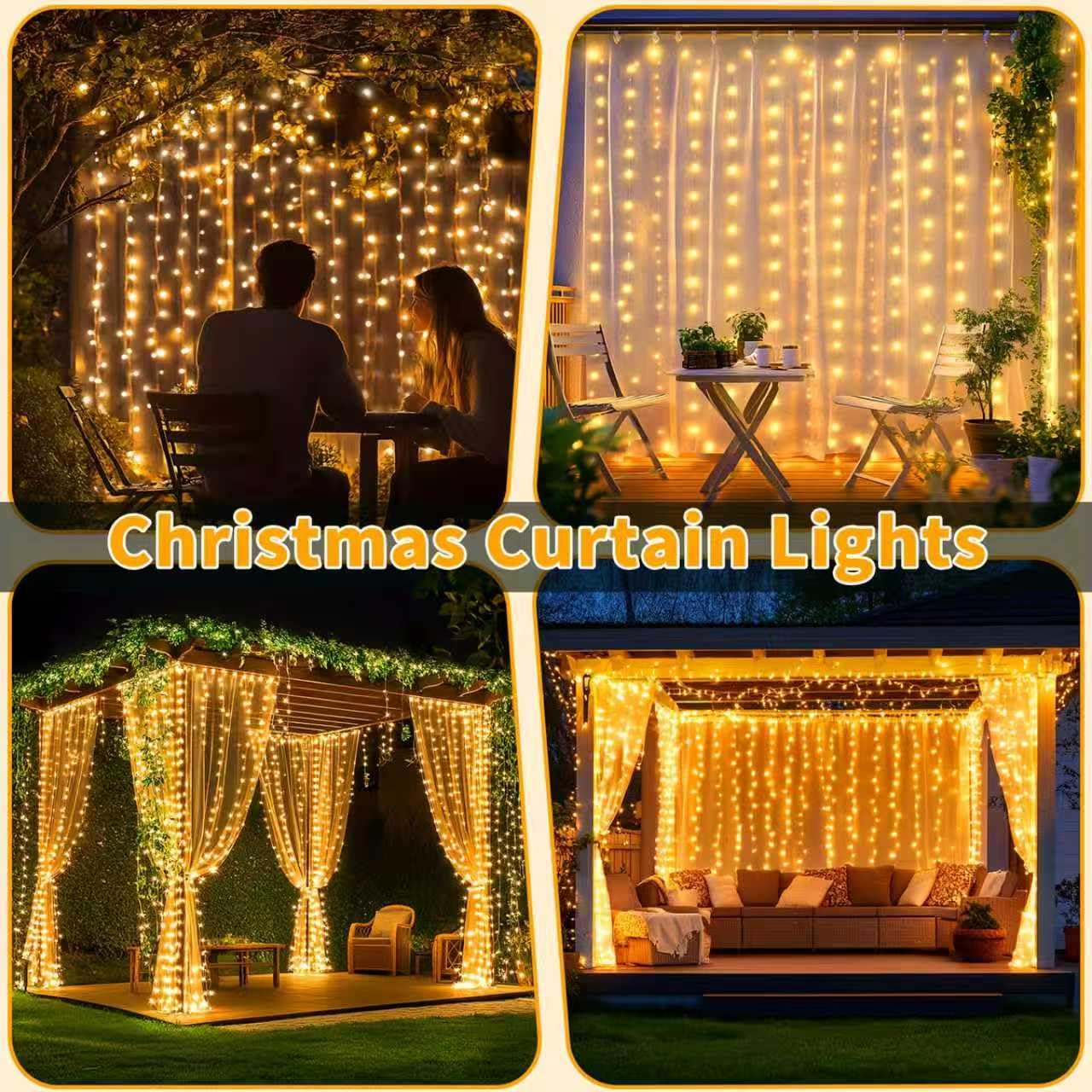 Solar Vorhanglichter 6×3m mit 600 LEDs, 8 Lichtmodi wasserdichte Solar Wasserfall Lichterkette mit Fernbedienung & Timer, Außendeko für Balkon, Pavillon und Hochzeiten