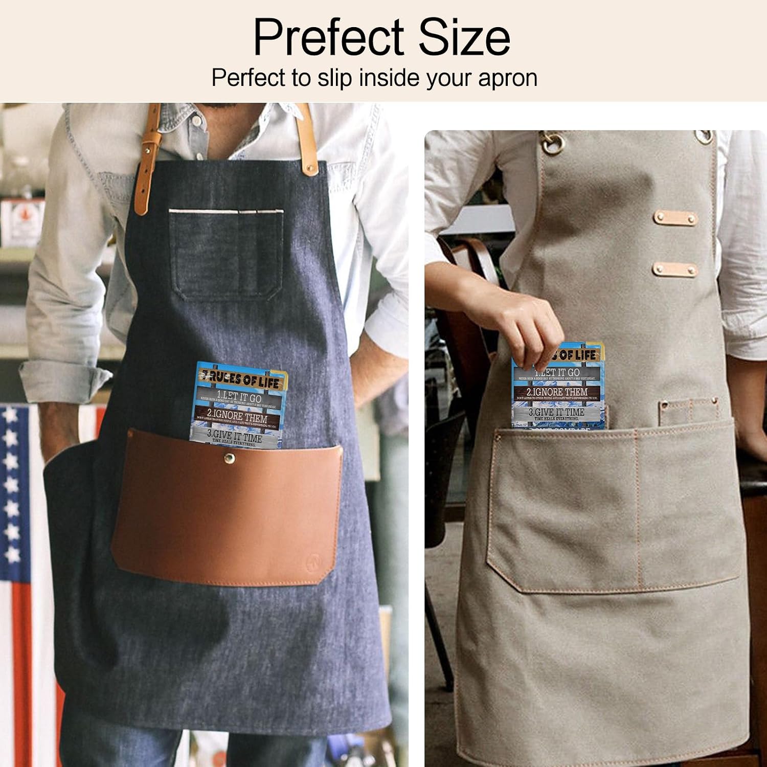 Positive Quote Server Book Organizer, Landscape Server Books for Waitress, PU Leather Restaurant Waitstaff Organizer with Zipper Pocket Guest Checks Books Holder for Restaurant Fit Server Apron