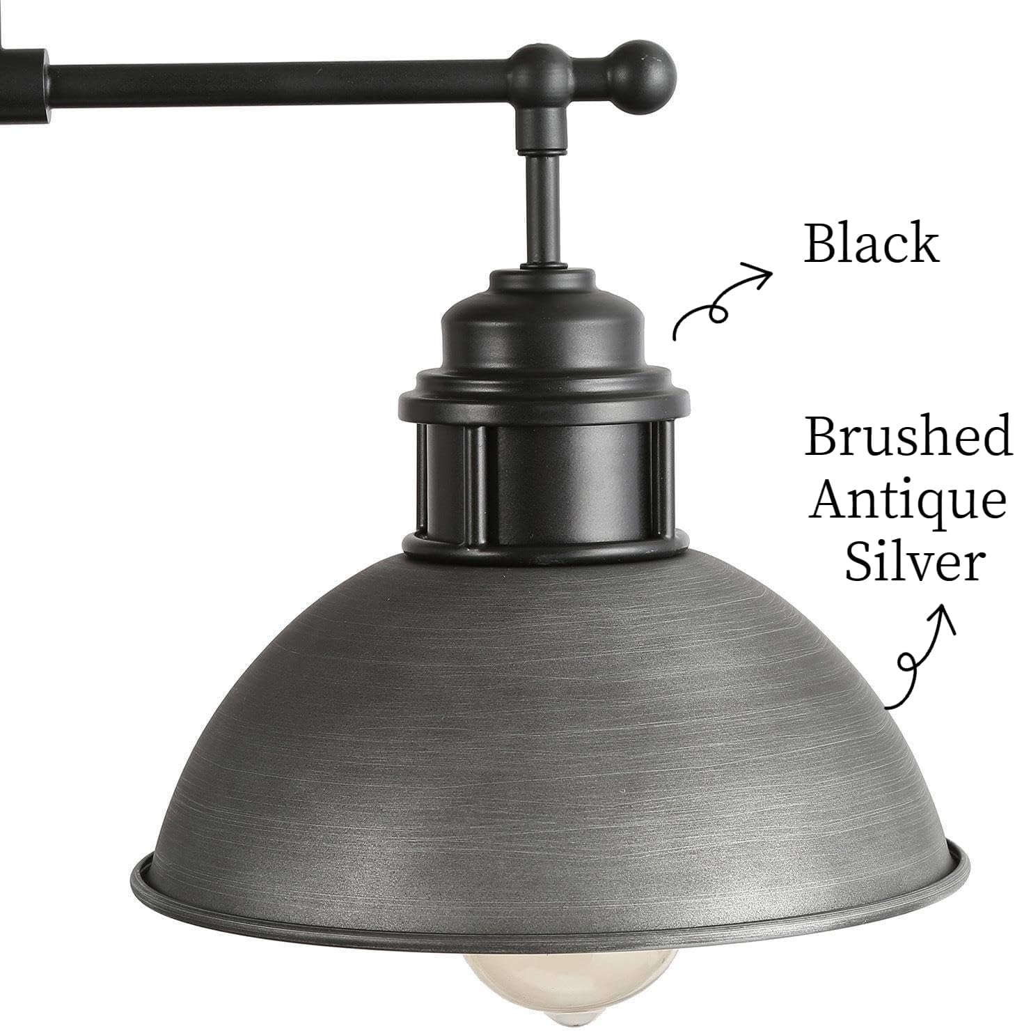 LOG BARN Chandeliers for Dining Room, 3 Light Industrial Kitchen Island Lighting, 35.7'' Farmhouse Pool Table Hanging Light Fixture, Black and Brushed Antique Silver Finish