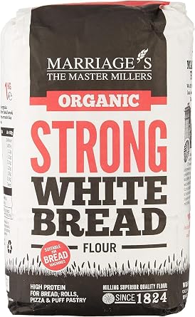 Marriages Millers Organic Strong White 1kg - Premium Quality Organic Strong Bread Flour for Artisan Baking