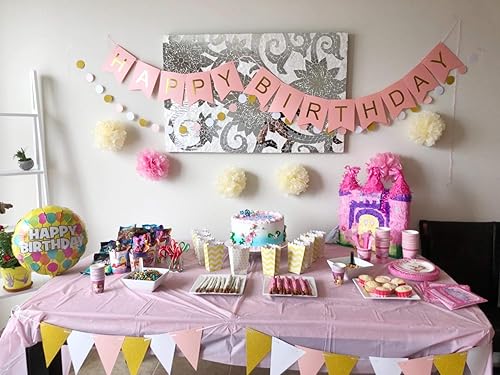 Miniatura 8 de MerryNine Guirnalda de papel de 5 unidades, guirnalda de papel con purpurina de 65 pies, decoración para colgar, pancarta para baby shower, blanco