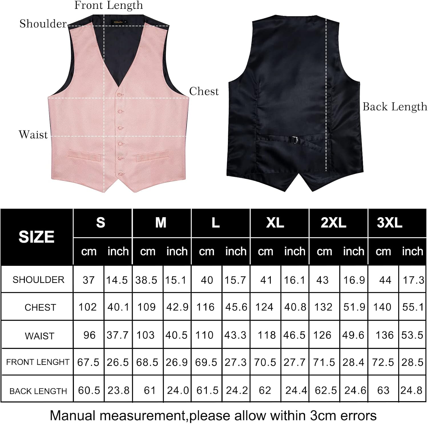 DiBanGu Mens Paisley Suit Waistcoat Silk Dress Vest and Necktie Pocket Square Cufflinks for Wedding Party - Image 4