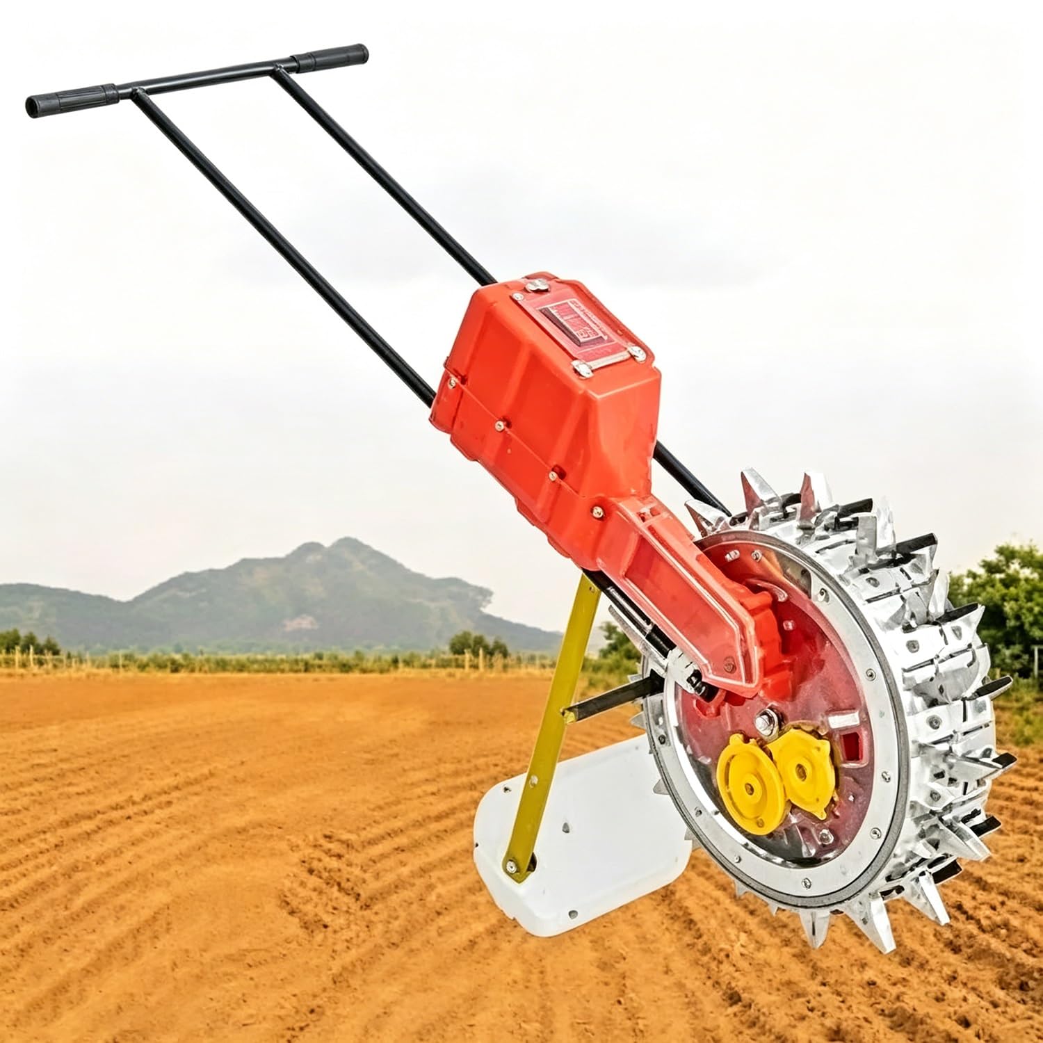Manuale Seminatrice A Spinta, Macchina Seminatrice, profondità di Semina E Spaziatura tra Le File Regolabili, Grande Contenitore per Semi, per Tutti I Tipi di Semi di Cereali, Mais, Soia