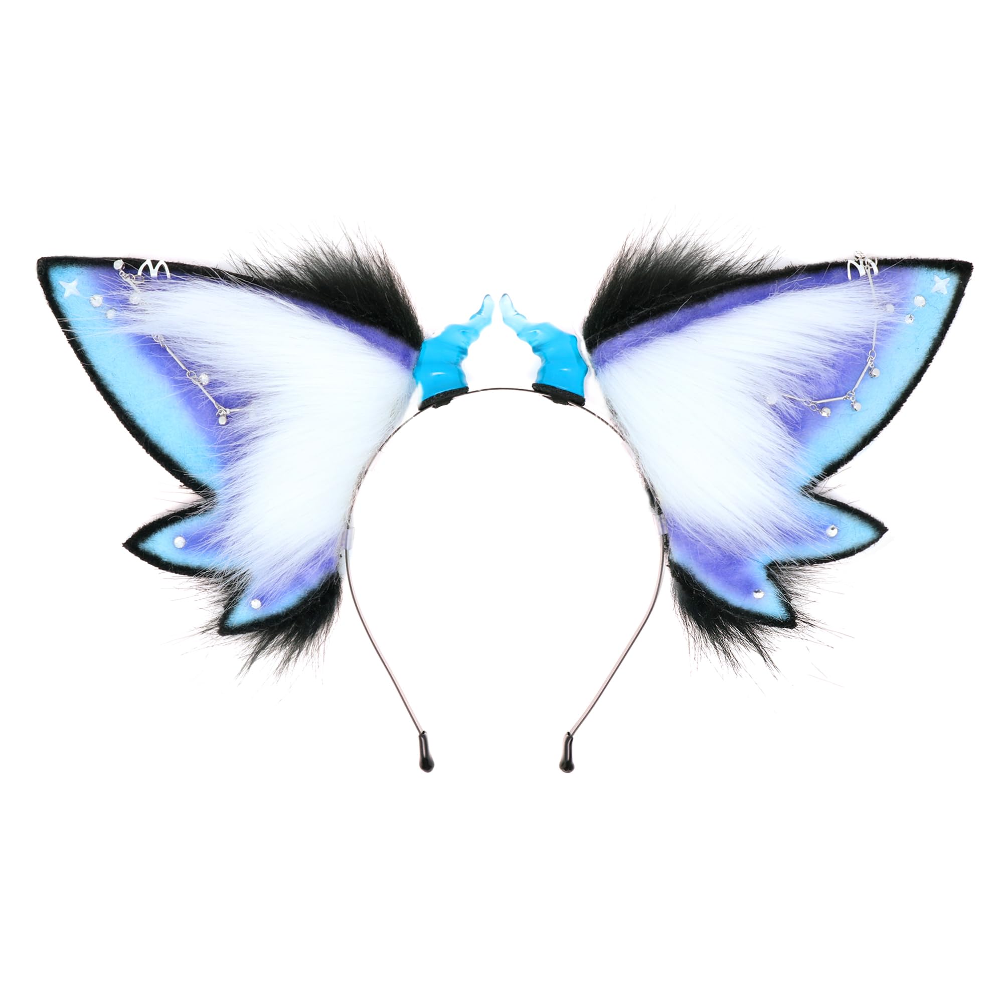 ZFKJERS Realistic Furry Animal Ears Headband Fantasy Creature Ears Cosplay Accessory for Halloween: Butterfly Purple