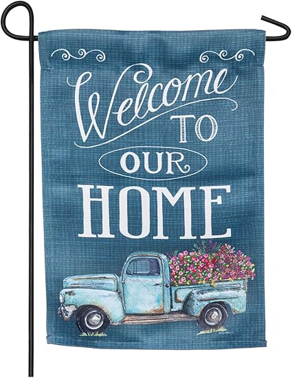 Floral Truck Welcome Garden Suede Flag