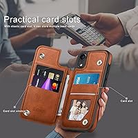 Vista 3 de DJDUCK Funda diseñada para iPhone XR con tarjetero y cierre magnético, protección de piel con bloqueo RFID, a prueba de golpes, para mujeres