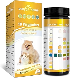 Pet UTI Test Strips - Easy@Home Dog Cat Urine Test Kit for at Home Urinary Tract Infection Testing 10 Parameters 50 Count
