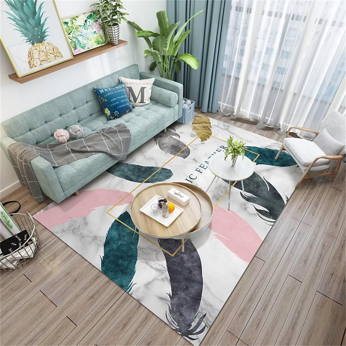 Deco Chambre Fille Tapis Ext¨¦Rieur Couleur Non décolorée Assortie Salon canapé Tapis Chambre Coussin de Chevet antidérapant Football Tapis 120X170CM