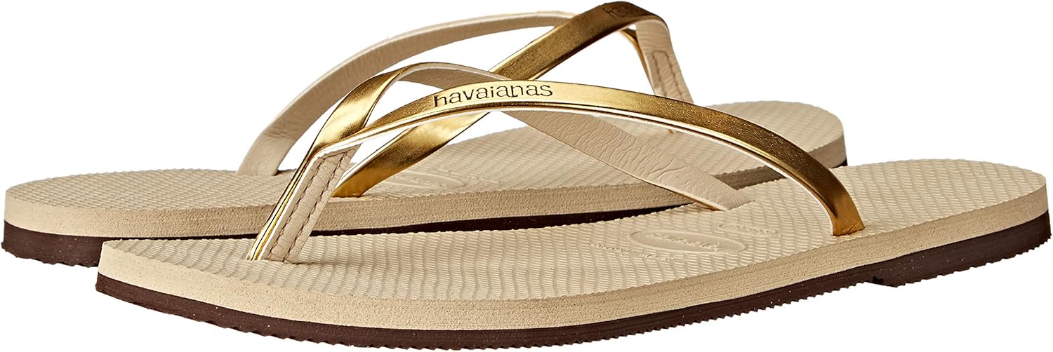 Havaianas Women's Slim Princesas Flip Flop 6 Sand Grey/Light Gold