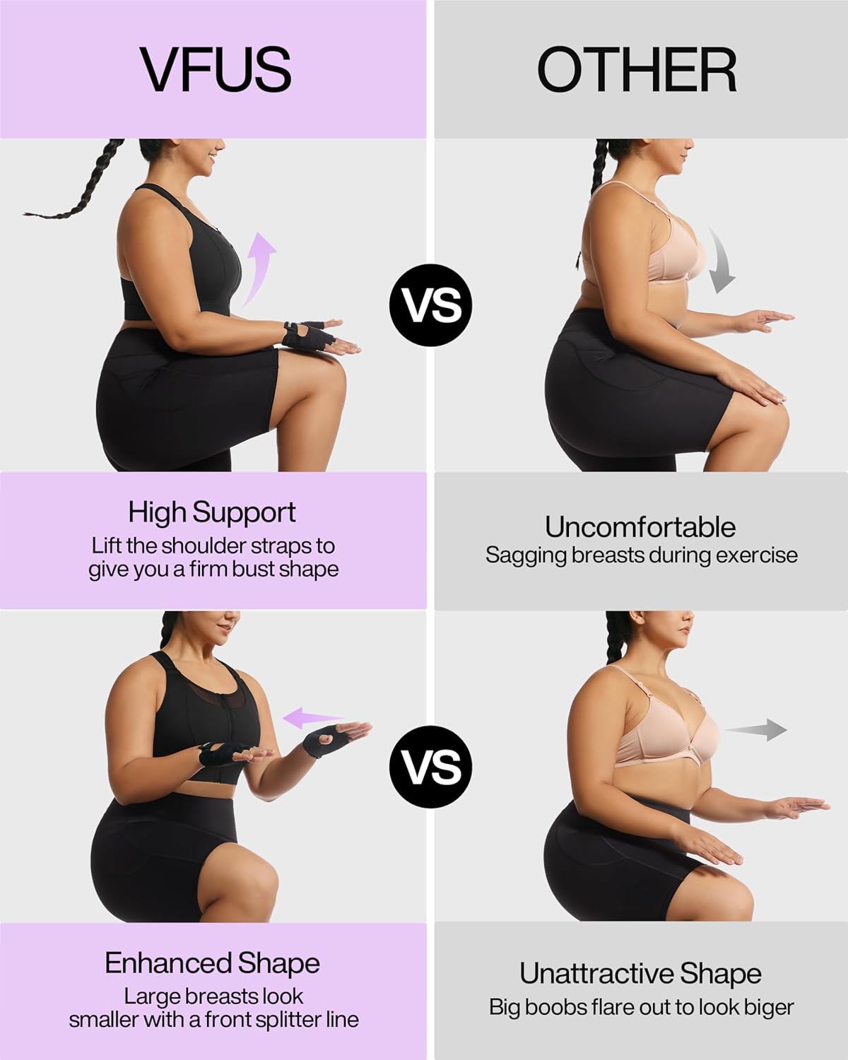 Adjustable High Impact Sports Bra Zip Front Sexy Mesh Racerback Workout No Bounce Compression Bras for Women Plus Size - Image 2