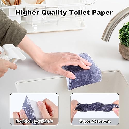 Miniatura 5 de Omrhvi 20 piezas de papel higiénico reutilizable, toallas de bidé de 2 capas súper absorbentes, suaves, lavables, 100% franela de algodón y