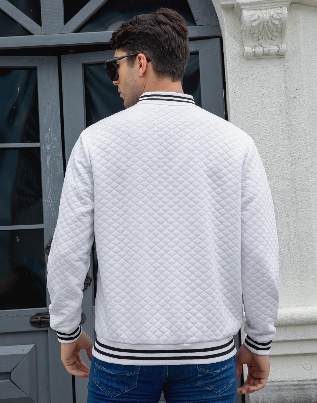 Mens Varsity Jacket Lightweight Jacket Causal Waffle Letterman Bomber Jackets - Image 3