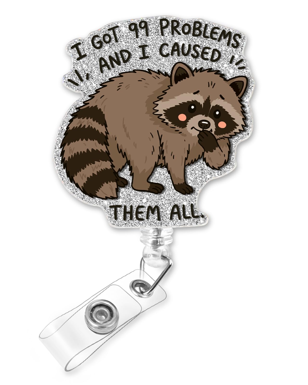 Plifal Funny Smug Raccoon Nurse Badge Reel