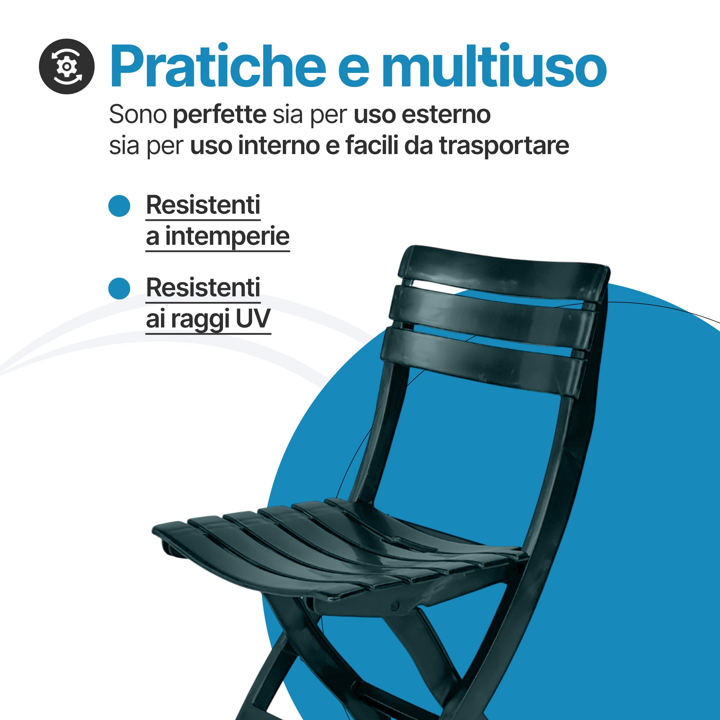 Sedie Pieghevoli da Esterno in Plastica Set di 4 Verde Tomaino