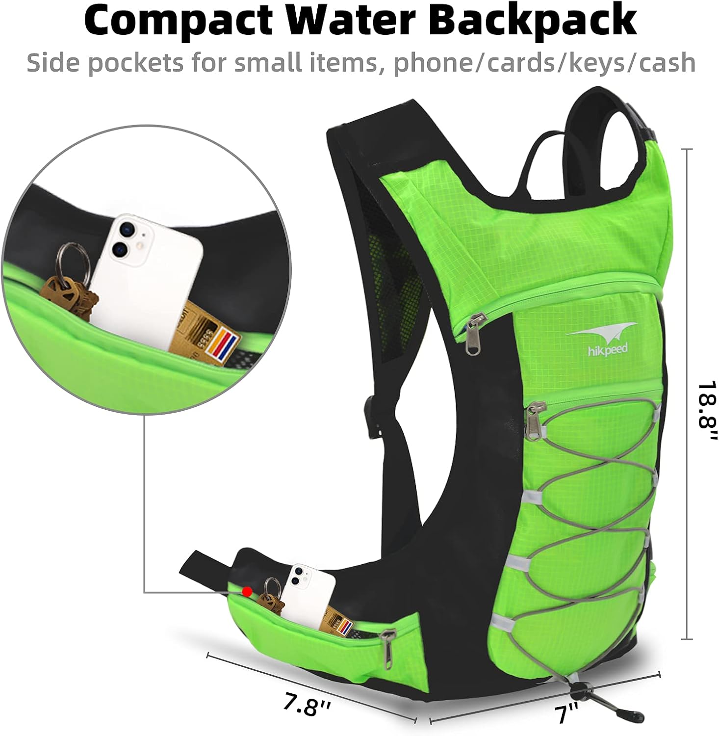 HIKPEED Hydration Pack Backpack with 70 oz 2L BPA-Free Water Bladder, Lightweight Hydration Pack for Running, Hiking, Cycling, Climbing, Camping, Biking : Sports & Outdoors