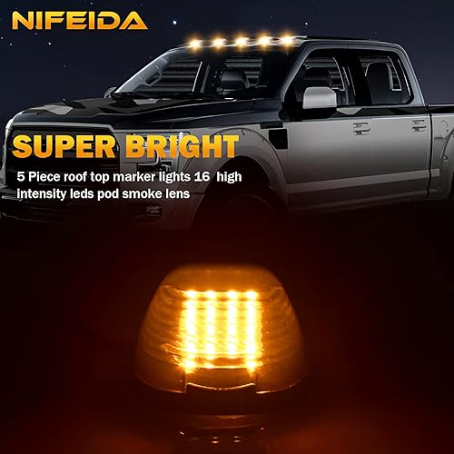 Miniatura 2 de nifeida Luces de marcador de techo de cabina, lente ahumada, 16 LED, luz ámbar para Ford F150 F250 F350 F450 F550 F650 F750 E150 E250 E350 E450