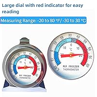 Vista 2 de Paquete de 6 termómetros para refrigerador y congelador, serie clásica, termómetro de esfera grande de acero inoxidable para refrigerador
