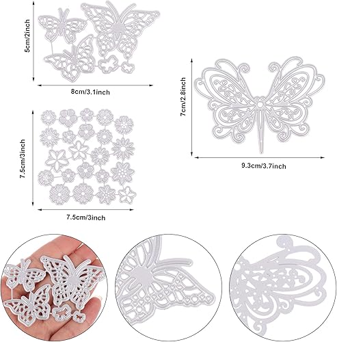 Miniatura 2 de Juego de 28 troqueles de corte de mariposa de metal troquelado mini flor DIY estampado moldes plantilla 3D plantilla para álbum de recortes de papel