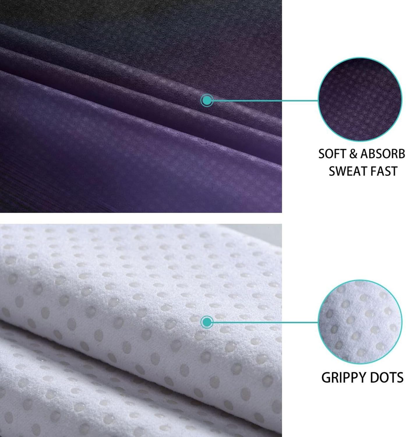 Hot Yoga Towel Mermaid Moon – Stylish, Non-Slip, Grip Dots, Super Absorbent, 27" x 73" - Yoga Mat Towels for Exercise, Fitness