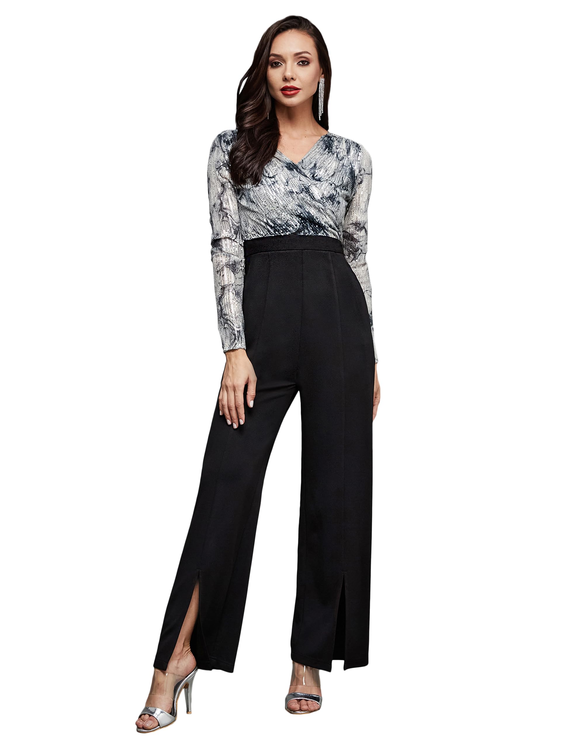 miss chase Women's Embellished V Neck Full Sleeves Side Pocketed Regular Length Jumpsuit-picture-37