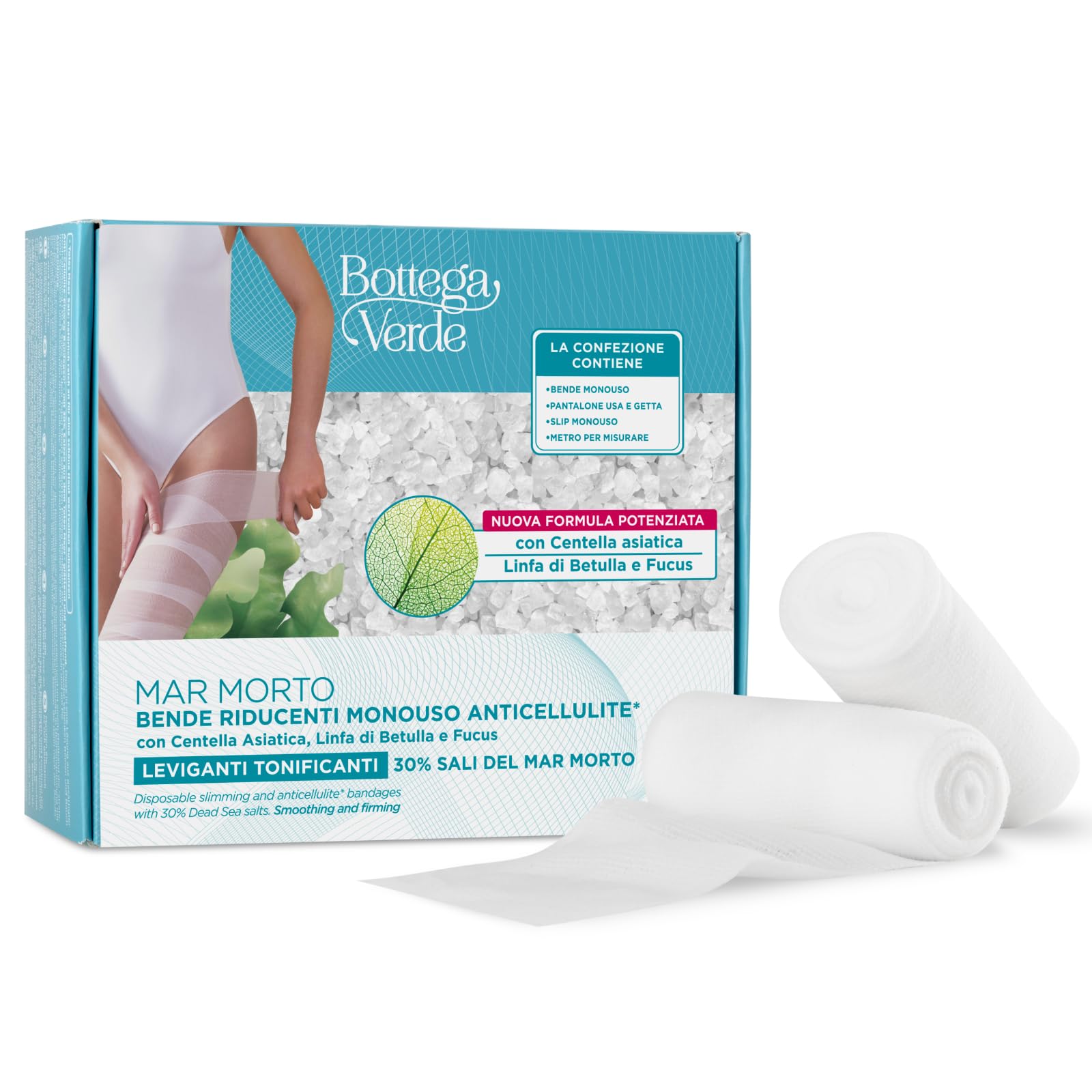 Bottega Verde - Bende riducenti monouso anticellulite* - 30% sali del Mar Morto, centella asiatic, linfa di Betulla, Fucus - leviganti e tonificanti *contrasta l'effetto buccia d'arancia