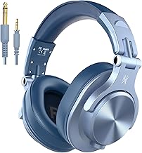 OneOdio A70 Wireless Bluetooth Headphones 72H, Closed Headband Headphones with Shared Port, 3.5 mm Cable Headphones for DJ Piano Guitar Recording and AMP Monitoring, Sky Blue